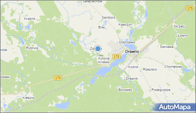 mapa Kolonia Kniewo, Kolonia Kniewo na mapie Targeo